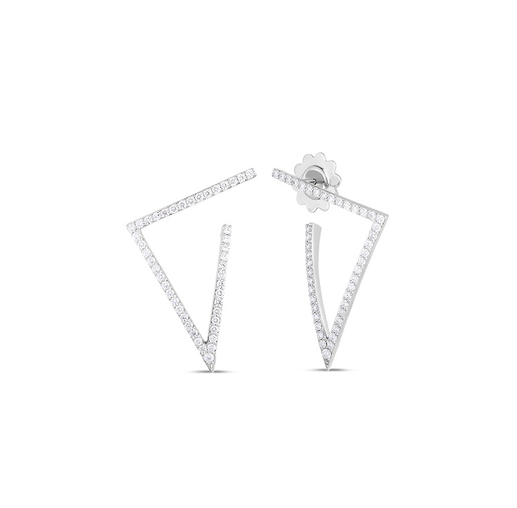 Roberto Coin Classic Diamond 18K White Gold Diamond Triangle Earring